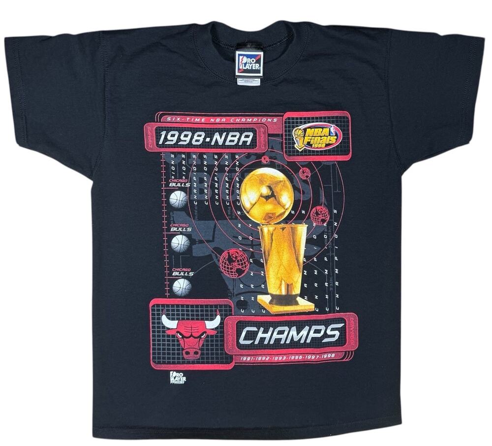 Vintage 1998 Chicago Bulls NBA Finals Champs Shirt Pro Player Youth XL Jordan